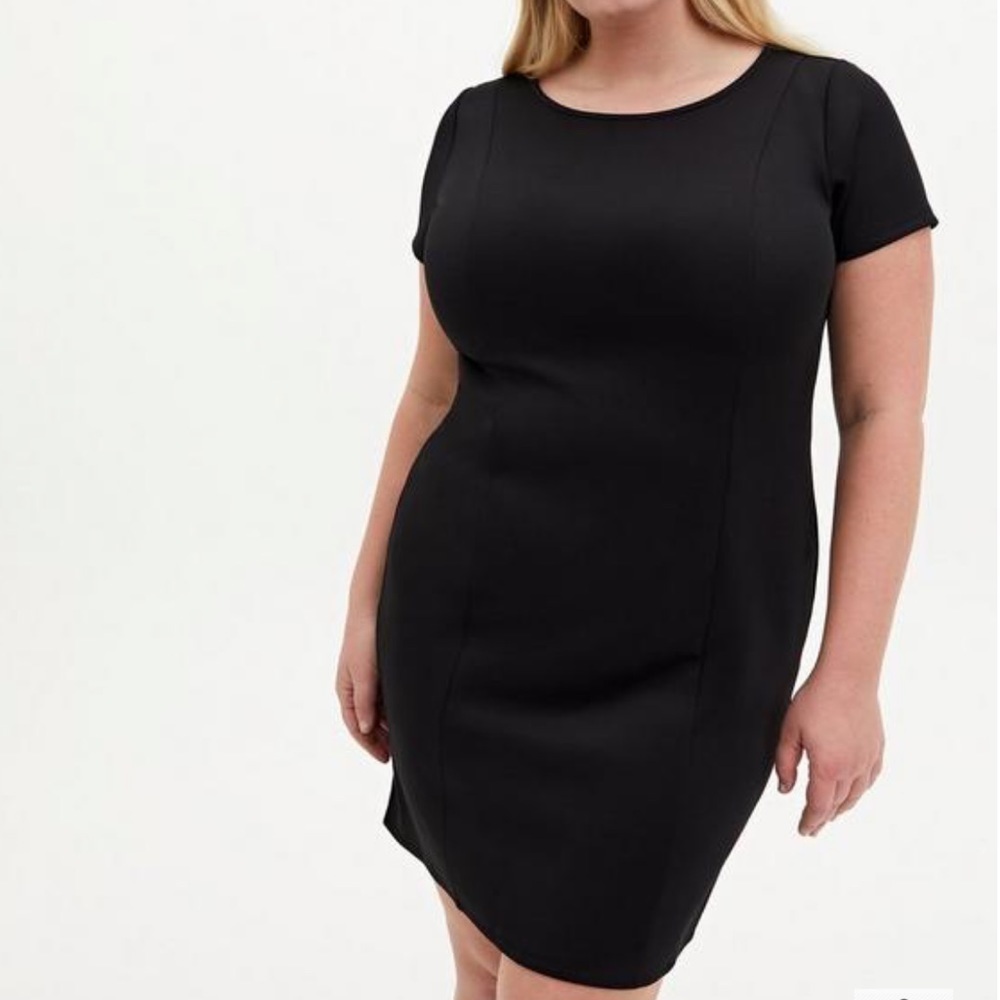 Torrid Black Floral Scuba Organza Convertible Skater Dress LBD Plus Size 3X